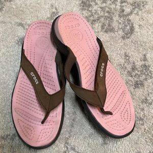 CROC  Flip Flops Brown Cushion Size 8 women’s, comfortable with very little wear